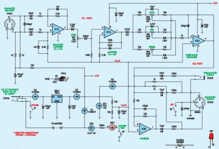 balanced microphone preamplifier circuit