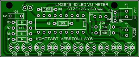 LM3915 10LED VU Meter KOMITART LAY6 FOTO