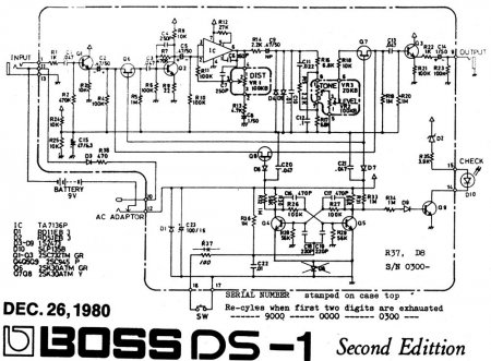 Boss DS1 Distortion with TA7136AP Schematic