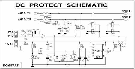 NE555 DC Protect  with Filter  KOMITART Schematic