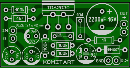 TDA2030 MONO KIT V1 KOMITART LAY6 FOTO