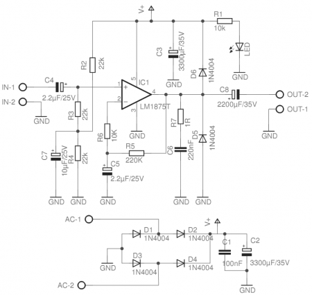 LM1875 power amplifier schematic