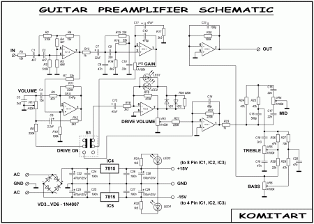 GUITART PREAMP FENDER KOMITART SCHEMATIC