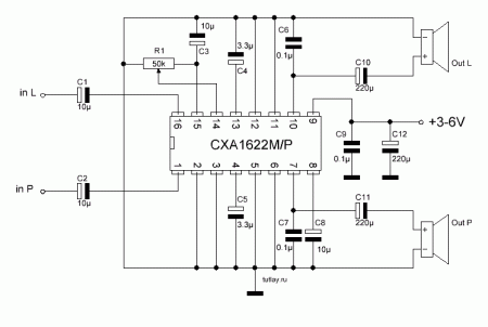 SONY CXA1622M Amplifier Schematic