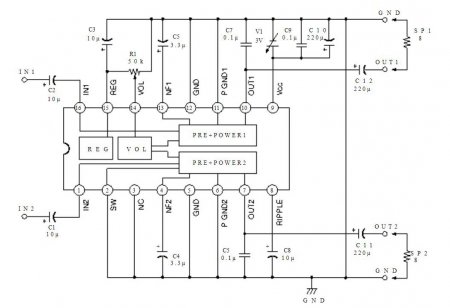 SONY CXA1622M_P Amplifier Stereo mode Schematic