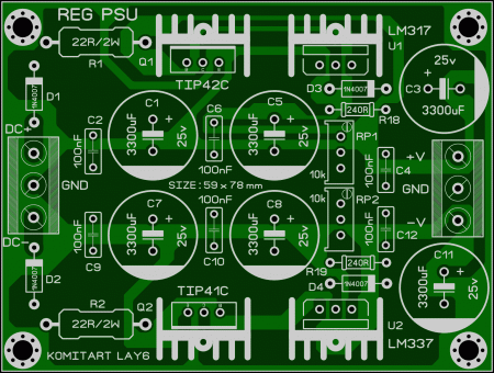 LM317_LM337_TIP41C_TIP42C DIY KIT Aliexpress KOMITART LAY6 FOTO