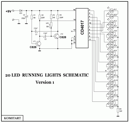 Running 20 LED schematic version 1