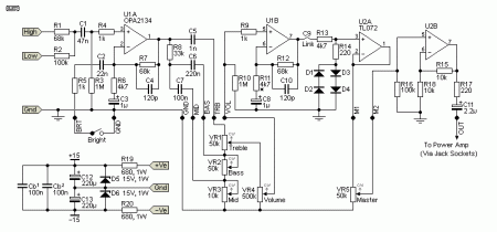 GUITAR PREAMP by Rod Elliott P27B schematic