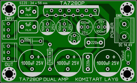 TA7280P DUAL AMPLIFIER KOMITART LAY6 FOTO