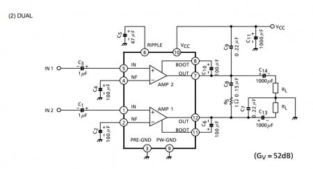 TA7280P DUAL AMPLIFIER Schematic