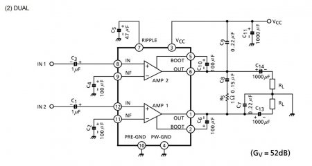 TA7281P DUAL AMPLIFIER Schematic