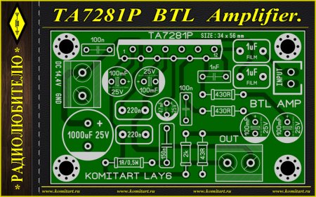 TA7281P BTL AMPLIFIER KOMITART PROJECT