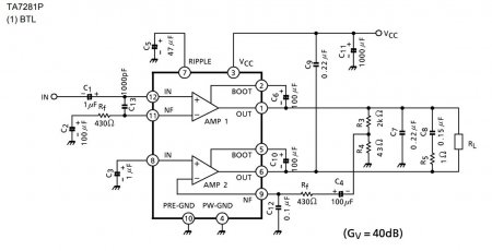 TA7281P BTL Amplifier Schematic