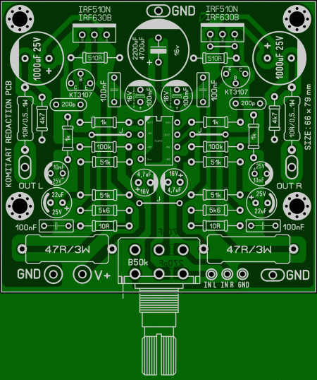 One tact Headphone AMP with IRF630B KOMITART LAY6 FOTO