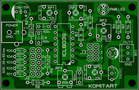 DIY Functional Generator ICL8038 KOMITART LAY6 FOTO