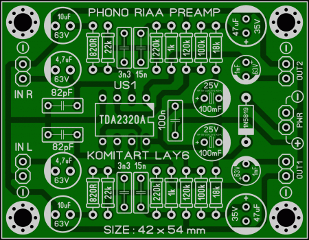 PHONO RIAA PREAMPLIFIER with TDA2320A KOMITART LAY6 FOTO