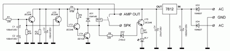 Защита акустики на пяти транзисторах схема