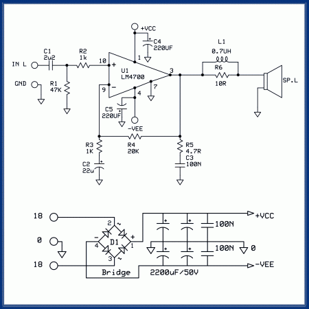 LM4700TF Gainclone Amplifier Schematic