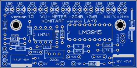 LM741-LM3915 VU-meter ver 1.0 LAY6 Foto