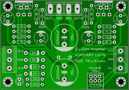 LM1875T or LM2030A AMPLIFIER Komitart LAY6