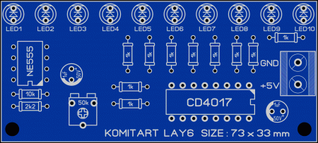 NE555 + CD4017   Komitart LAY6 Foto