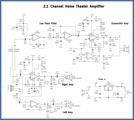 2 x TDA7265_2.1 Amplifier ver 1.2 Schematic