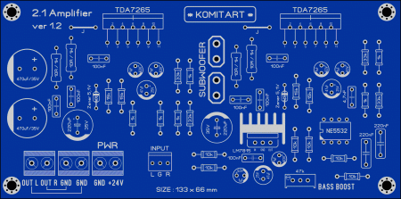 2 x TDA7265_2.1 Amplifier ver 1.2 Komitart LAY6 Foto