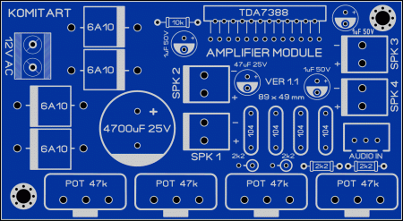 TDA7388 Amplifier module ver 1.1 Komitart LAY6 Foto