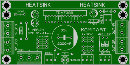 TDA7388 Amplifier board ver 2.1 Komitart LAY6 Foto