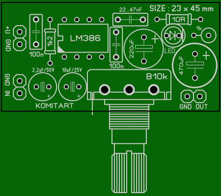 Amp_LM386 ver2_Komitart LAY6 foto