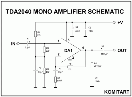 TDA2040 MONO amplifier schematic
