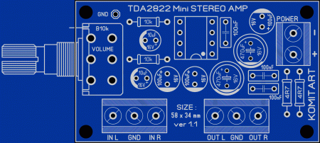 TDA2822 Mini Amplifier ver 1.1 Komitart LAY6 foto