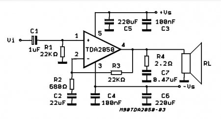 TDA2050 Amplifier datasheet schematic