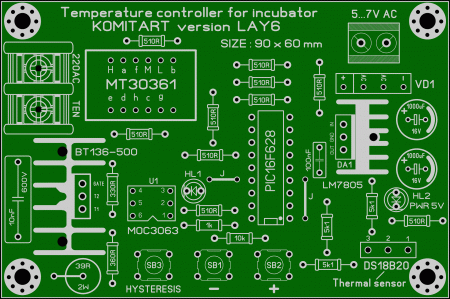 PIC16F628 Temperature controller for incubator Komitart LAY6 Foto