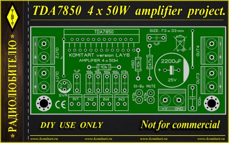 TDA7850 4 x 50W amplifier Komitart project