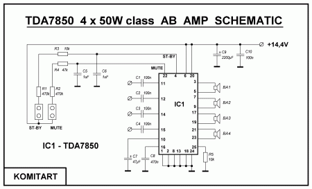 TDA7850 Amplifier schematic