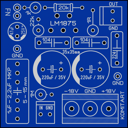 LM1875 or TDA2030 amplifier modul Komitart LAY6 ver 1 Foto