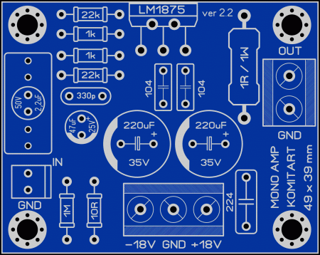 LM1875T MONO Amp module Komitart LAY6 ver 2 Foto