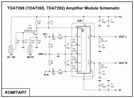 TDA7265-TDA7269-TDA7292 amplifier schematic
