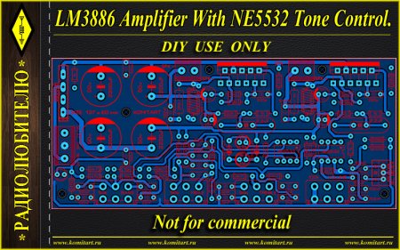 LM3886 stereo amplifier with NE5532 tone control Komitart project