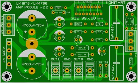 LM1876_LM4766 Amp module v 2.2 Komitart LAY6 Foto