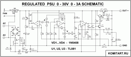 REG PSU 0-30V 0-3A SCHEMATIC