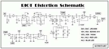 RIOT Distortion schematic