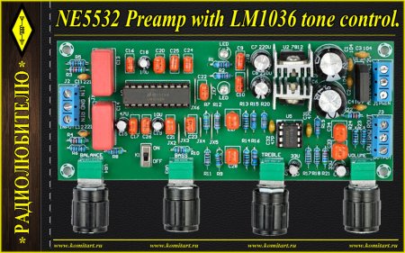 NE5532 Preamp with LM1036 tone control Komitart project