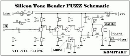 Silicon Tone Bender FUZZ Schematic