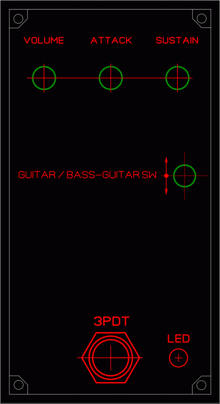 IBANEZ guitar & bass-guitar compressor Komitart сверления
