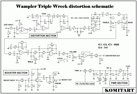 Wampler Triple Wreck Distortion schematic