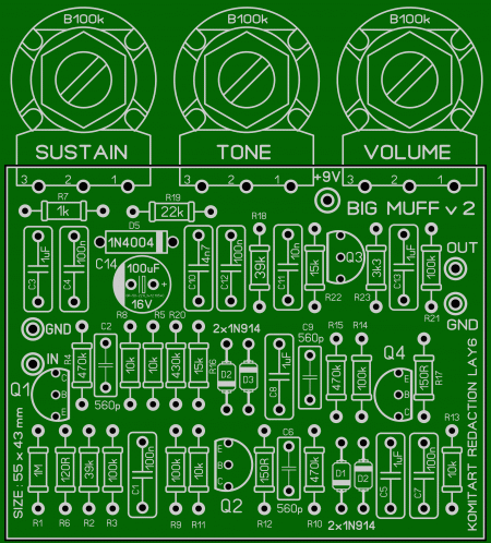 Big MUFF guitar FUZZ V2 Komitart LAY6 foto