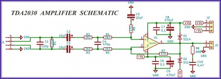 TDA2030 Amplifier double layer board Schematic