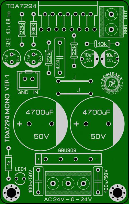 TDA7294 mono amplifier module ver 1  Komitart LAY6 foto